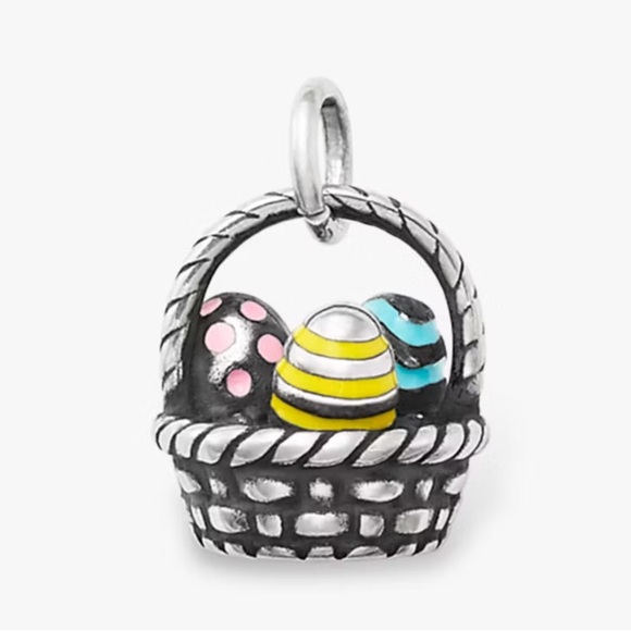 James Avery Enamel Easter Basket Charm with Pink, Yellow, and Blue Eggs - Picture 1 of 1